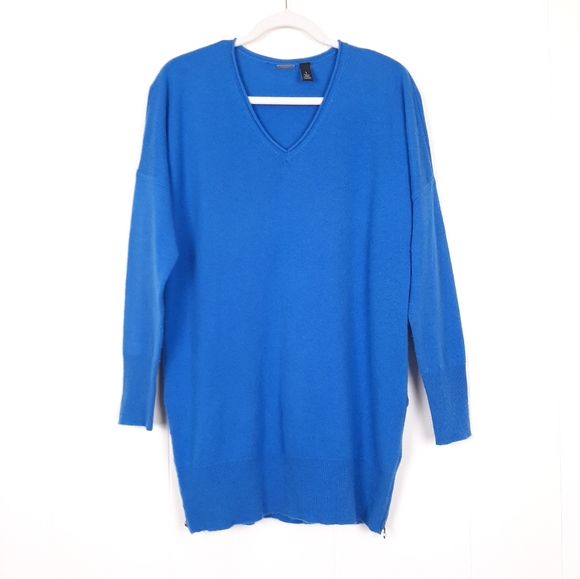 Chico's Sweaters - Chico's Black Label 100% cashmere v-neck cobalt blue side zip knit tunic sweater